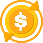 Cashback bonus: dollar symbol, circular arrows