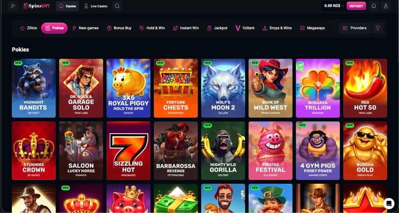 SpinsUp pokies selection