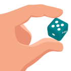 human hand holding dice