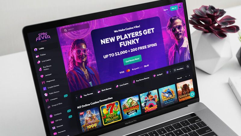 SpinFever Casino main page on laptop