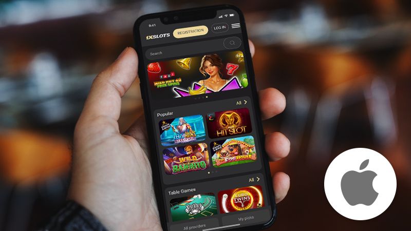 1xSlots Casino main page on iphone