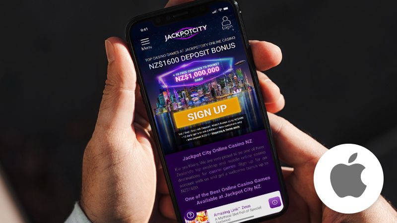 JackpotCity Casino main page on iphone