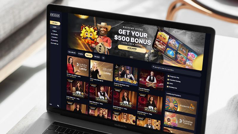 HighRoller Casino live blackjack page on laptop
