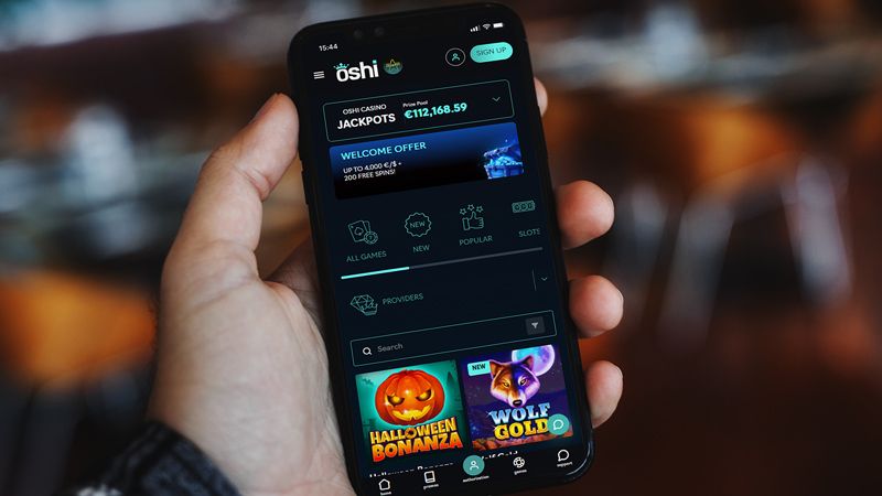 Oshi Casino main page on mobile phone