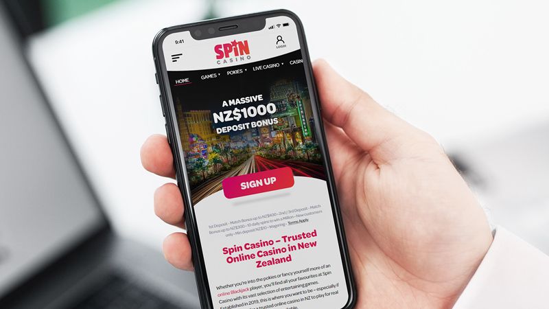 Spin Casino main page on mobile phone