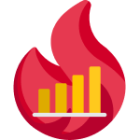 Analytic graph on fire emoji