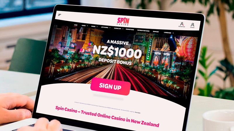 Spin Casino main page on laptop