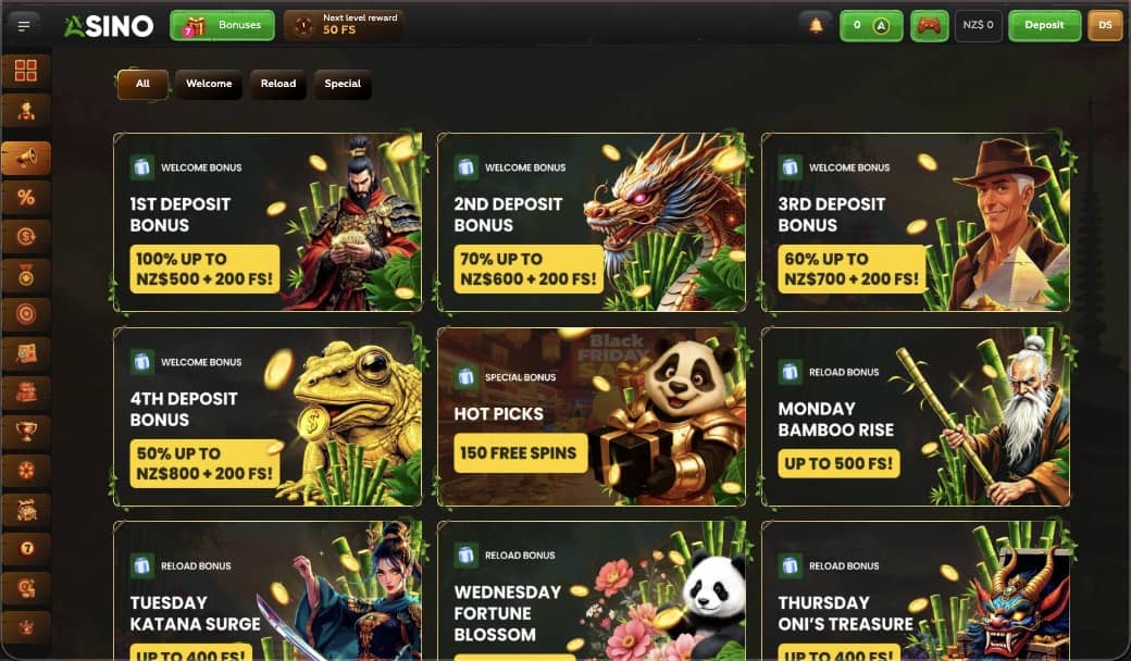 Asino casino promotions page