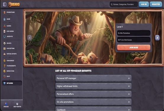 Bearo casino vip page