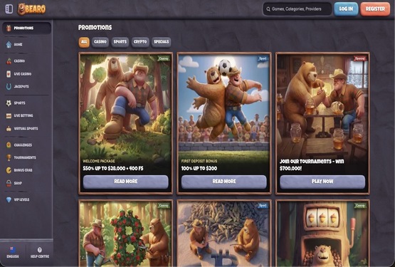 Bearo casino promotions page