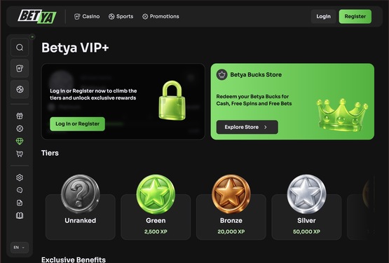 BetYa casino vip page