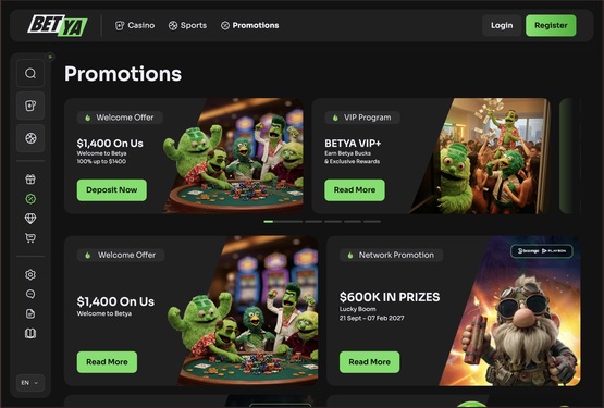 BetYa casino promotions page