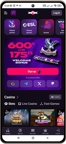 Mobile screenshot of Chexx Casino