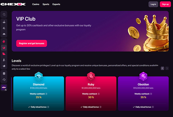 Chexx casino vip page
