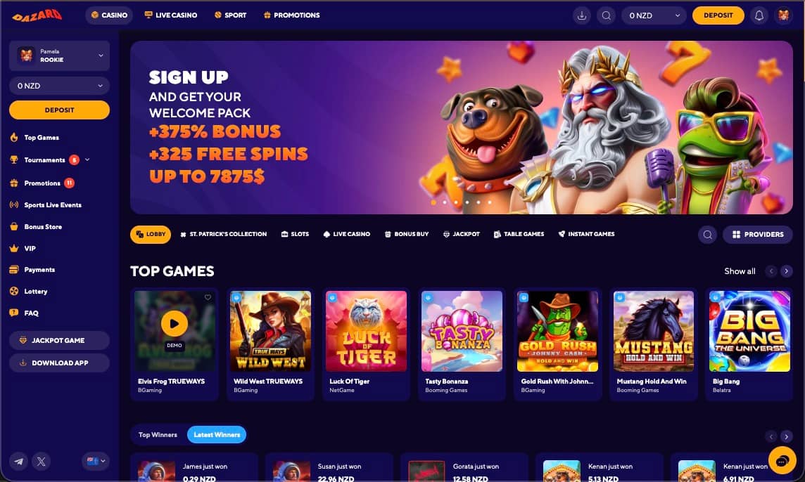 Dazard casino main page