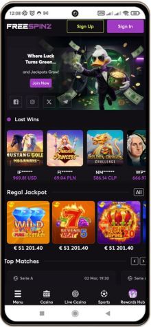 Mobile screenshot of FreeSpinz Casino