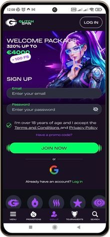 Mobile screenshot of Glitchspin Casino