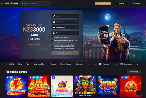 KingBilly casino main page