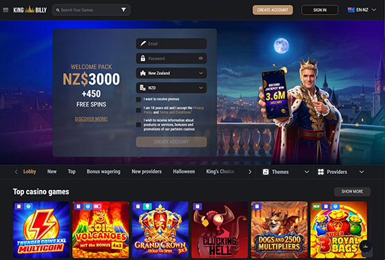 KingBilly casino main page
