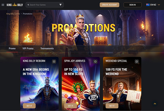 KingBilly casino promotions page