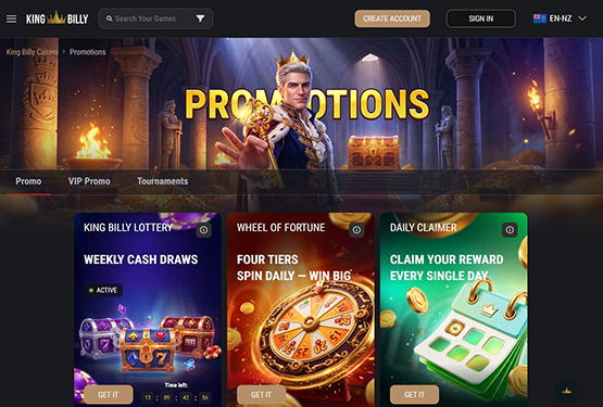 KingBilly casino promotions page