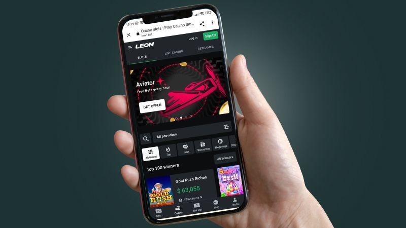 Leon Casino main page on mobile phone