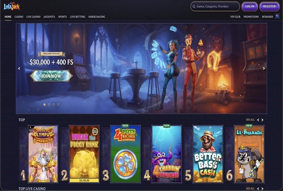 LolaJack casino main page