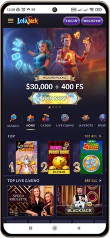 Mobile screenshot of LolaJack Casino