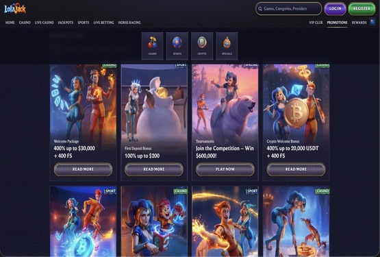 LolaJack casino promotions page
