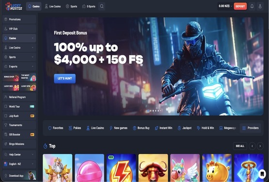 LuckyHunter casino main page