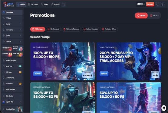 LuckyHunter casino promotions page