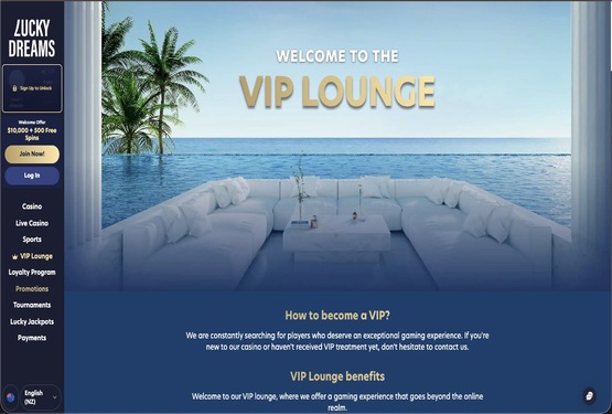 LuckyDreams casino vip page