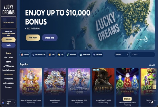 LuckyDreams casino main page
