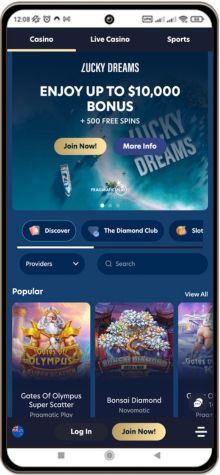 Mobile screenshot of LuckyDreams Casino