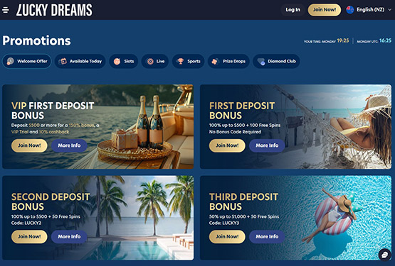 LuckyDreams casino promotions page