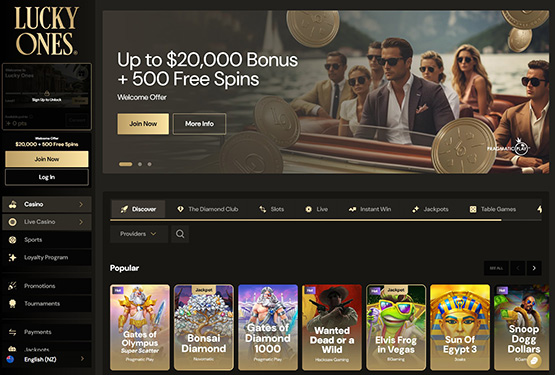LuckyOnes Casino - Main Page