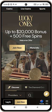 Mobile screenshot of LuckyOnes Casino