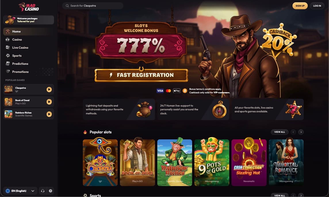 MadCasino main page