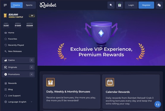 Rainbet casino vip page
