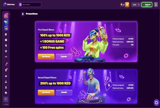 SlotRave casino promotions page