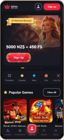 Mobile screenshot of SpinEmpire Casino