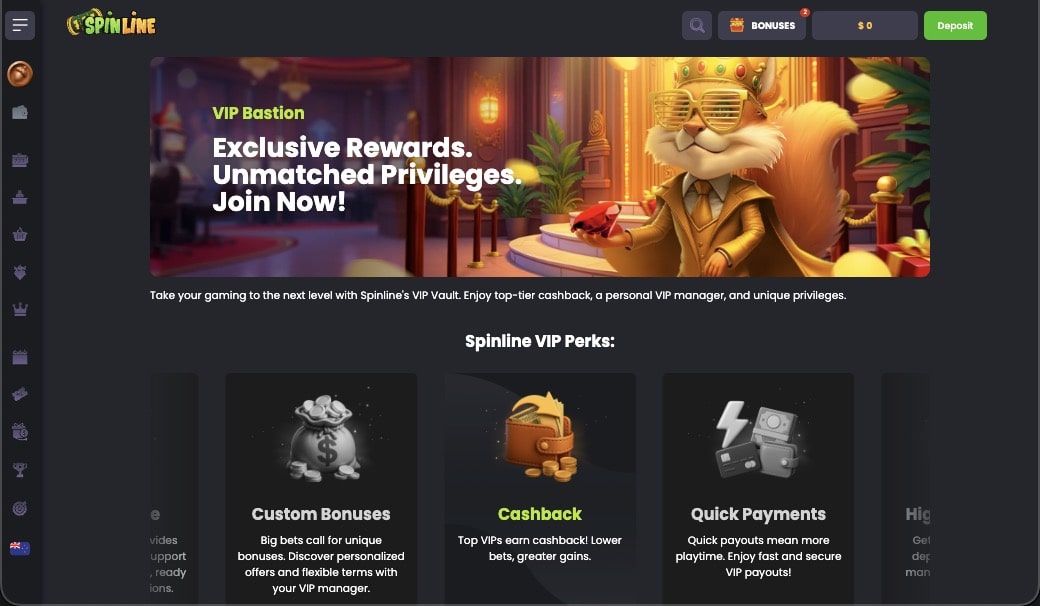 Spinline casino vip page
