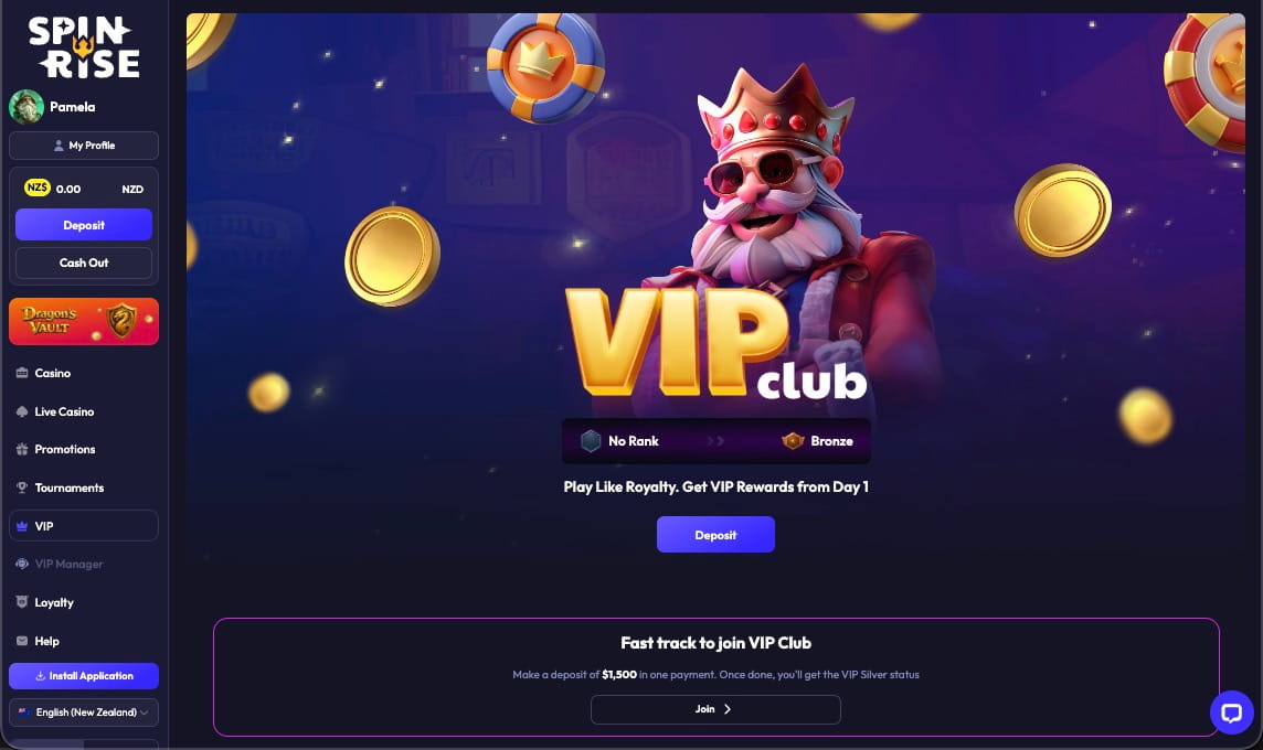 Spinrise casino vip page