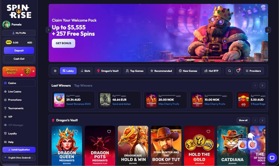 Spinrise casino main page