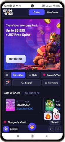 Mobile screenshot of Spinrise Casino
