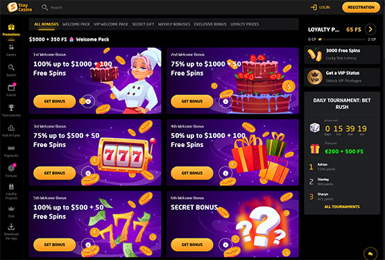 StayCasino - promotions page