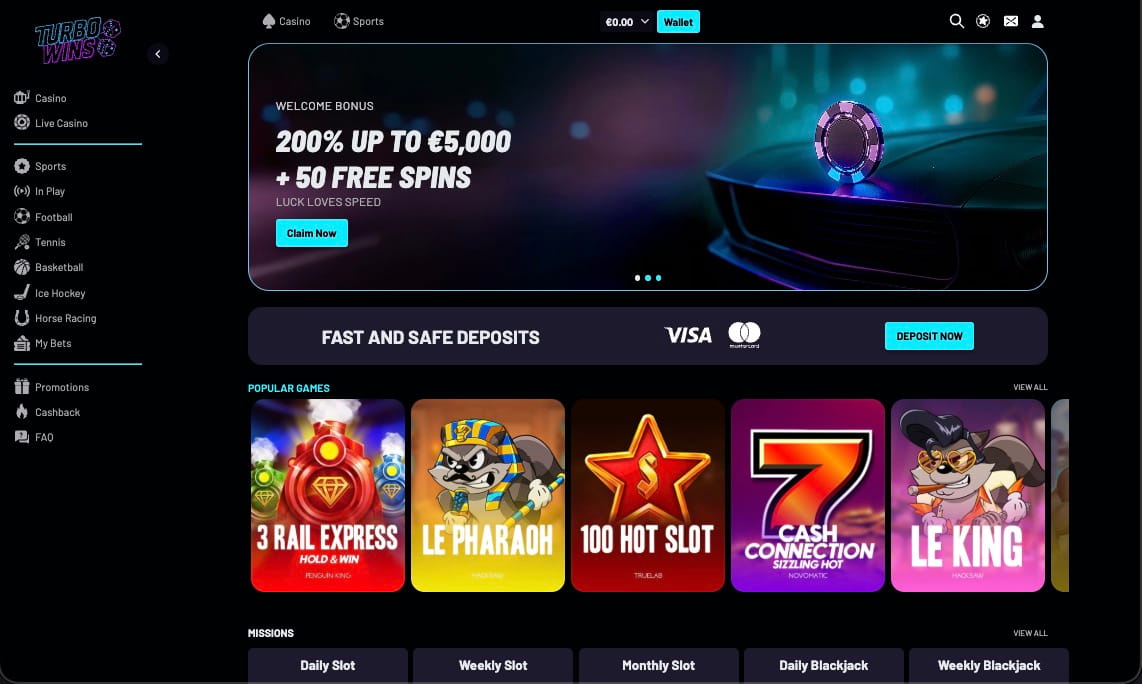 Turbowins casino main page