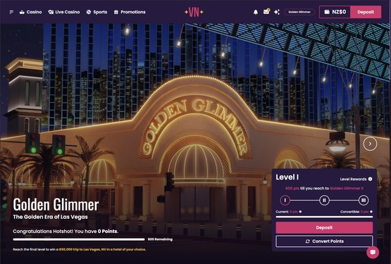 VegasNow casino vip page