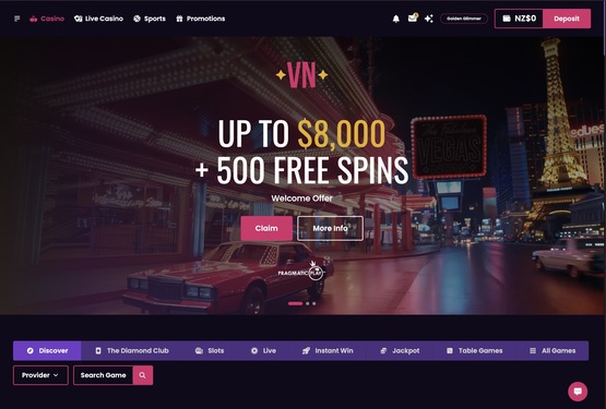 VegasNow casino main page