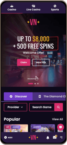 Mobile screenshot of VegasNow Casino